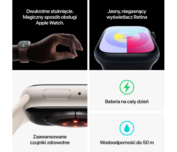 Apple Watch 9 41/Midnight Aluminum/Midnight Sport Band M/L GPS - 1180318 - zdjęcie 10